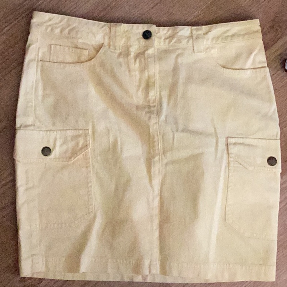 NWT Brooks Brothers Garment Dyed Yellow A Line Skirt w pockets Size 6